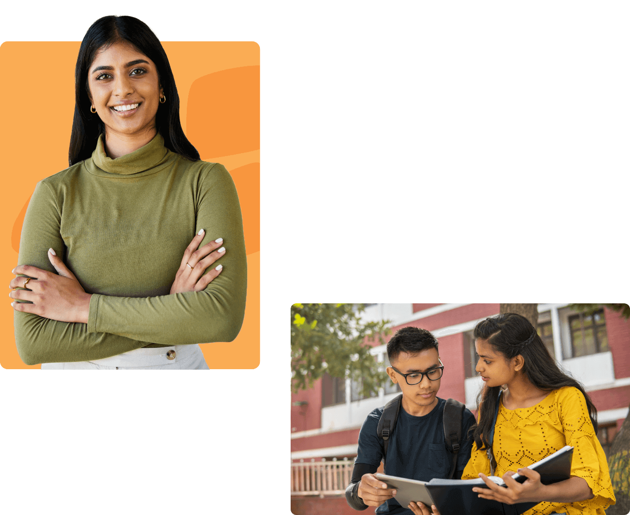 Two united photographs of students
